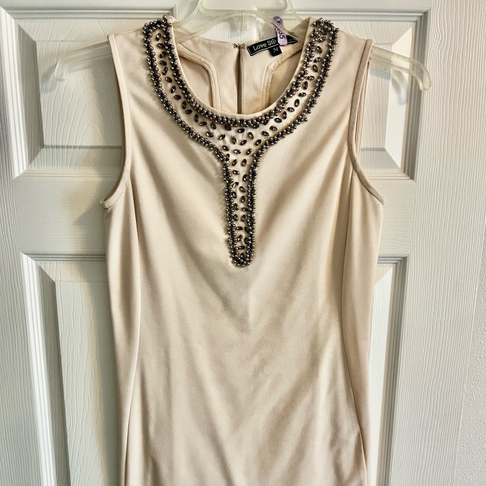 Off white dress with rhinestones